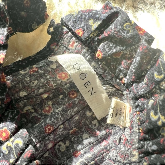 💋SOLD💋🍾🖤DÔEN ‘Clay’ Prairie Dress Wednesday Black/Blue Floral XS/S - Picture 8 of 10